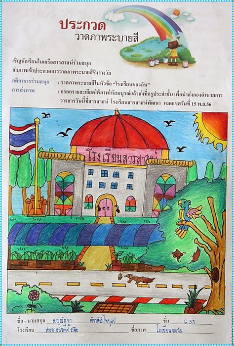 8 ภาพวาดระบายสีโรงเรียนของฉัน